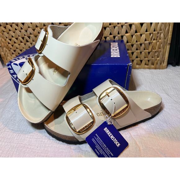 Birkenstock Arizona Big Buckle – High Shine Ecru – EU 41 / US 10 – NIB - Picture 2 of 5